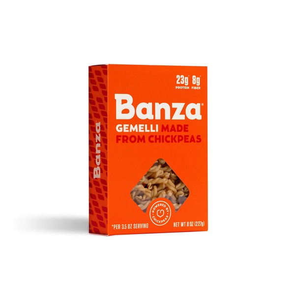 Banza Chickpea Pasta, Gemelli - Gluten Free Healthy Pasta, High Protein, Lower Carb and Non-GMO - (Pack of 6)