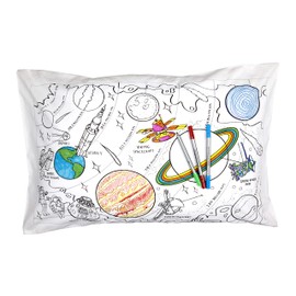 eatsleepdoodle Coloring Pillowcase for Kids w/ 10pk Washable Markers for Kids - 30x20in Space Explorer Kids Coloring Pillowcase - Ultra Washable & Reusable Arts and Crafts for Kids