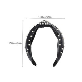 FRCOLOR 6 Pcs Knotted Pearl Hairbands Elegant Plastic Headbands with Flannel Pearl Decor for Women and Fashionable Hair Accessories in Black Grey Green