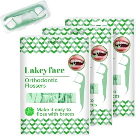 Lakeyface 150 Count Orthodontic Flossers for Braces with Floss Dispenser, Braces Flossers