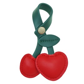 AkiliBIELY Red Heart Cherry Keychain for Women Cherry Leather Purse Bag Charm Green Key Chain for Handbags Wallet Backpack Accessories Cute Keychains for Purse Backpacks Accessory Cool Keys Chains