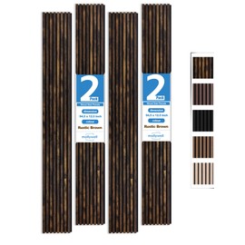 Mollywell Wood Panels for Wall, Time-Saving Installation, Versatile Wood Slat Wall Decor, Enhanced Acoustic & Sound Proof Fluted Design for Home & Office, 2 Pcs Rustic Brown, 94.5x12.5 Inch