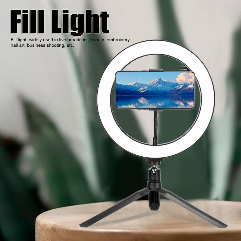 LED Ring Light 10 Levels Dimming Desktop Fill Lamp with