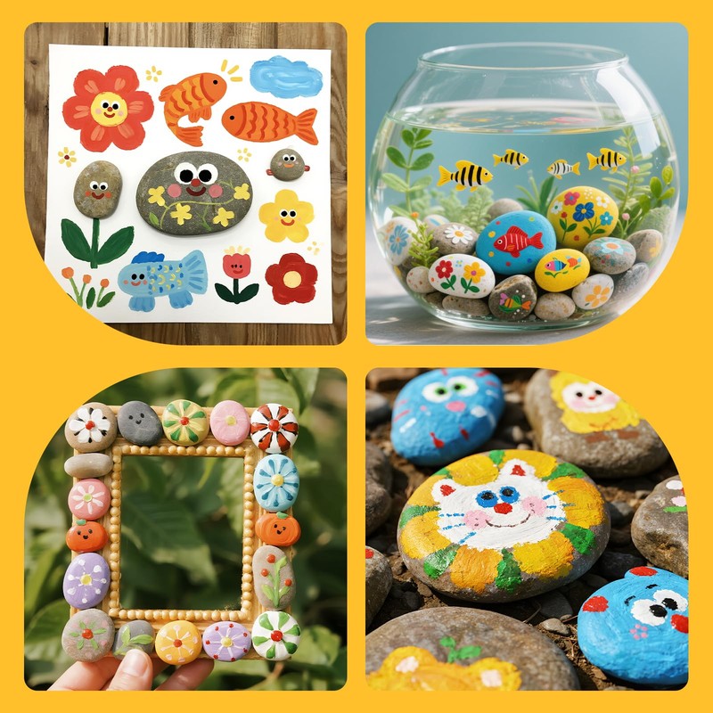 Simetufy 60 Pcs Rocks for Painting, 50Pcs 0.5-1'' & 5pcs