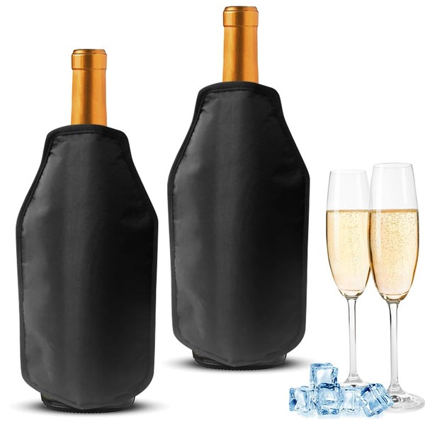 RANJIMA Weinkühler Manschette 2er Set, Kühlmanschette Sektflasche Flaschenkühler Hülle für