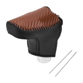HEROFFIX 1 Set Gear Shift Knob Cover for Hyundai Elantra 2021-2023 Stick Shifting Handle Protector Brown Carbon Fiber Black Faux Leather