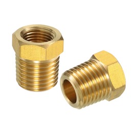 sourcing map 4Pcs 1/4 NPT Male x 1/8 NPT Female Brass Reducer Hex Bushing Threaded Pipe Fitting, Brass Threaded Pipe Fitting Adapter for Water, Gas, Oil Pipeline Systems