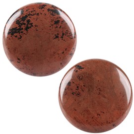 Rockcloud Pack of 2 Round Polished Worry Stone Pocket Massage Stone Natural Crystal for Meditation Reiki Healing Home Decoration, Mahogany Obsidian