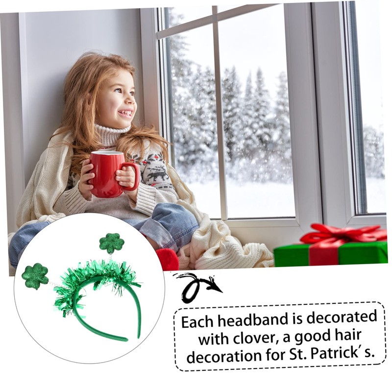 Gadpiparty 4pcs Patrick's Day Headbands Shamrock Hair Accessories for Festival