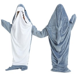Formemory Sleeping Bag Kigurumi Pajamas, Room Wear, Cute Hook, Flannel Shark, Soft, Comfortable, Warm, Unisex, Loungewear, Mofufufu, Warm, Cold Protection, Loungewear, Light and Fluffy, blue