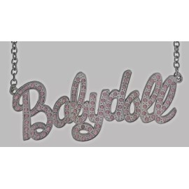 Rock Rebel Baby doll Necklace Rock Rebel Pendant New Women Cowgirl Western Rodeo Pink Metal