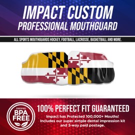 Impact All Sports Mouthguard Lacrosse, Football, Hockey, Basketball, ​​Jiu-Jitsu, and More, Breathable Mouthguard for Youth Adults, Professional Custom-Fit, Maryland State Flag