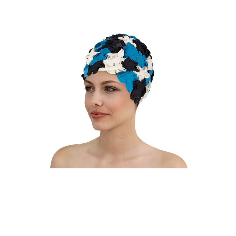 Fashy Ladies Rubber Flower Swimming Cap Blue 3191 50