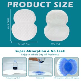 100 PCS Armpit Sweat Pads, Sweat Pads for Women and Men, Keep Underarm Dry - Antiperspirant Absorbent Odour Blocker Pads Armpit Dress Shields, Fights Hyperhidrosis, For Men & Women
