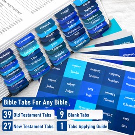 CREECHWA Bible Tabs for Women & Men, Blue Bible Tabs for Kids, Anti-Wrinkle Bible Tabs for Study, Large Print Index Tabs for New & Testament, Waterproof Bible Chapter Tabs