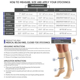 Truform 20-30 mmHg Compression Stockings for Men and Women, Knee High Length, Dot Top, Closed Toe, Beige, Medium