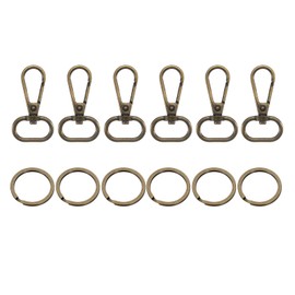 sourcing map 36 Set Swivel Clasp Hooks, 0.79 Inch D Ring Swivel Purse Clips for Handbags, Purse Strap Hardware for Bag Making, Push Gate Lobster Clasp with Key Ring, Bronze