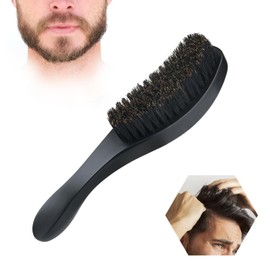 Cepillo ondulado,cepillo de pelo para hombre, juego de cepillo de cerdas de jabalí (negro)                                                            