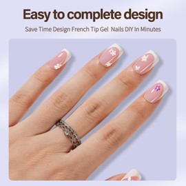 Misssix XBASICTIPS French Tip Press On Nails, 150Pcs French Gel Nail Tips Short Square, Soft Gel Pre-shaped No Need to File 3 in 1 Tips, Fake Nails for Nail Art DIY Extension Designs 15 Sizes