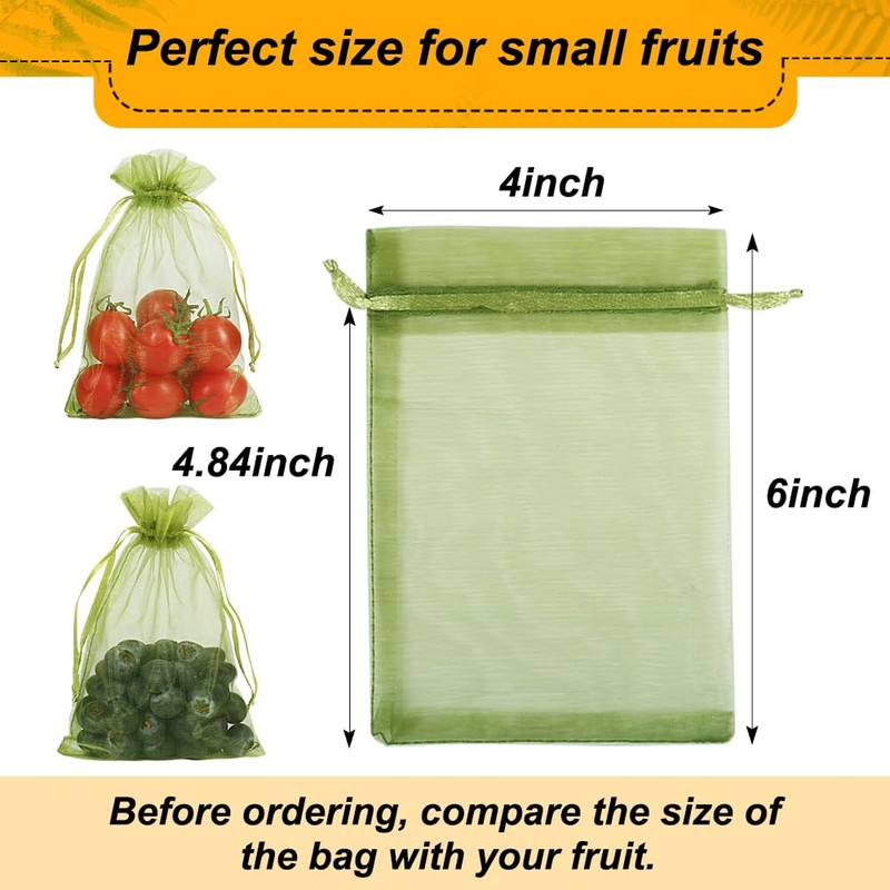 Shintop 100Pcs Fruit Protection Bags, 4x6 Inch Green Strawberry Netting