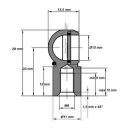 LST Set of ball pin ball head ball socket M8 10 mm gas pressure damper intake