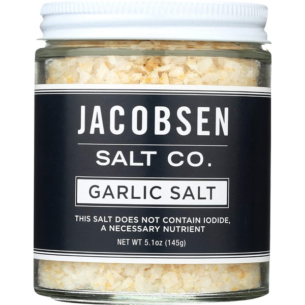 Jacobsen Salt Co. Specialty Sea Salt for Fancy Gourmet Cooking, Infused Sea Salt, Garlic Flavored, 5 oz