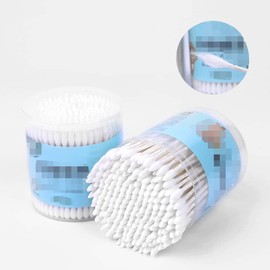 HugeDE 200 Pcs Double Tipped Cotton Swabs Precision Round Tip Swabs Makeup Remover Cotton Swabs Ear Wax Removal Cotton Buds with Paper Sticks, White