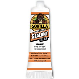 Gorilla Waterproof Caulk & Seal100% Silicone Sealant, 2.8oz Squeeze Tube, Clear (Pack of 2)