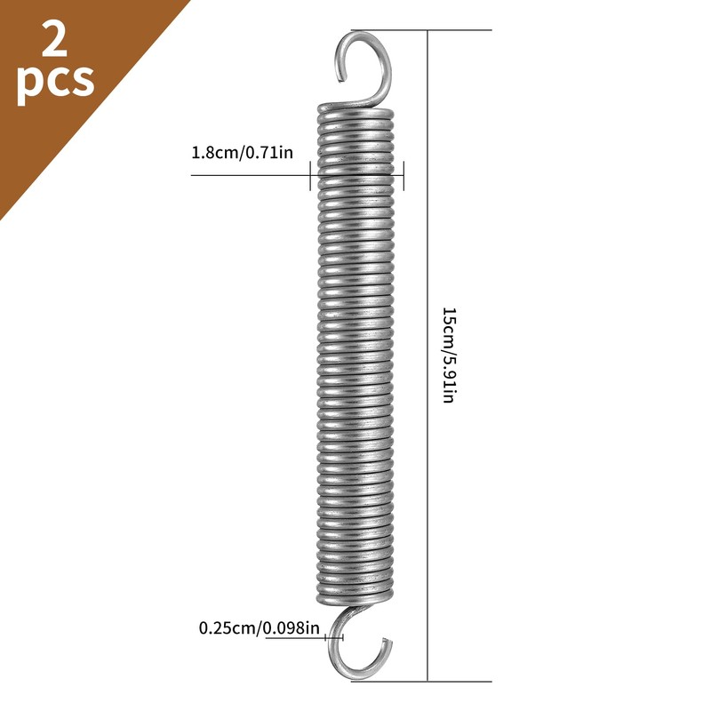 2 Pcs 150mm Extended Compressed Springs, Extension Springs, Dual Hook