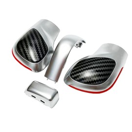 Somivo Carbon Fiber Texture Shift Knob Gear Side Cover with Chrome Parts for VW Golf 6 Golf 7 R GTI Passat B7 B8 CC R20 Jetta MK6 GLI