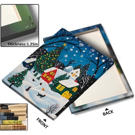 TYPTEK Christmas Wall Art Peaceful Christmas Village Scene Canvas Art Colorful Snowy Holiday Town Christmas Wall Decor Artwork for Living Room or Bedroom 10x20inch