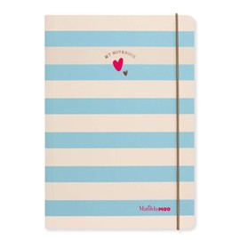 Matilda MOO Notebook - A5 Lined - Striped - Blue & Rose Gold