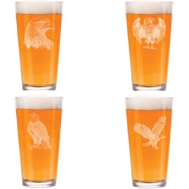 MIP 16 oz Beer Pint Glass Gift Set Of 4 Bald Eagle Collection