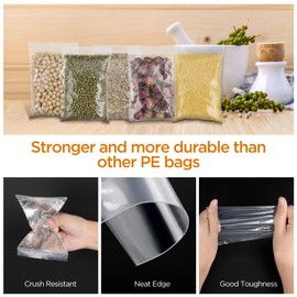 AiQInu Zip Bags Pressure Seal Set, Plastic Bags Sealable 8 x 12 cm, Pack of 100 Small Plastic Bags, Transparent Baggies, Resealable Bags