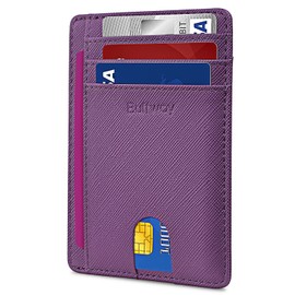 Buffway Buffway Slim Minimalist Front Pocket RFID Blocking Leather Wallets for Men and Women