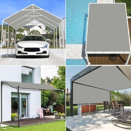 Coarbor 12'x12' Straight Edge Sun Shade Sail Rectangle Canopy Cover 240GSM Grommets Placed All Edges for Outdoor Pergola Patio Gazebo Deck Yard-Light Grey