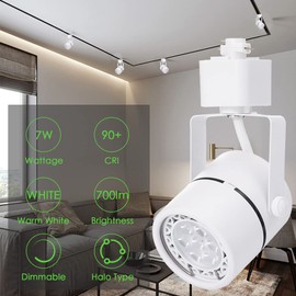 INTWELL 7W LED Track Lighting Heads,Dimmable Led Track Light Heads Compatible with H Type Track Light Rail,Ceiling Spotlight for Kitchen Accent Task,110V 36°Angle 3000K Warm White 12 Pack (White)