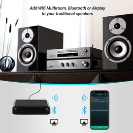 WiFi Audio Receiver -August WR320 - Multiroom Adaptor for Speaker Systems - Convert Wired Speakers into Wireless - WiFi, Aux, Ethernet and Airplay Compatibility