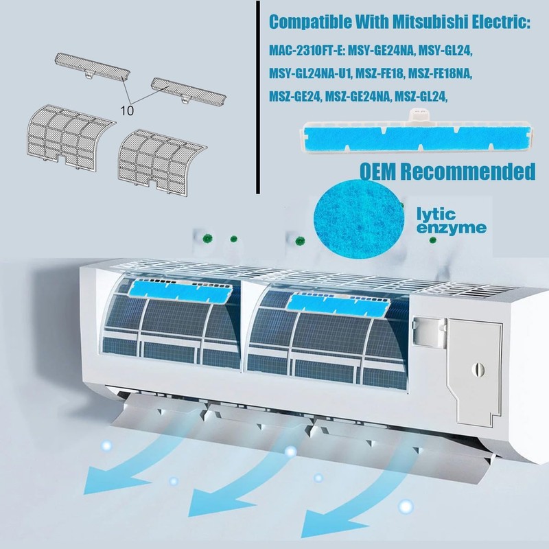 4Pack Replacement Filter Compatible with Mitsubishi Electric MAC-2310FT-E MSYGE24NA, MSYGL24,