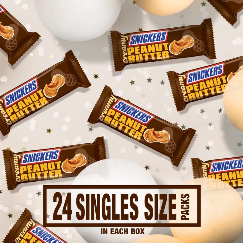 Creamy SNICKERS Peanut Butter Single Size Square Candy Bars,1.4 Ounce