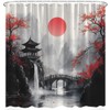 EUBTPA Japanese Ink Painting Shower Curtain Polyester 70X70 Inch