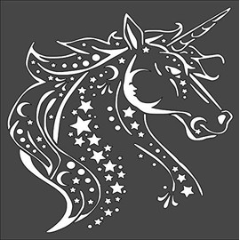 Rubstamper Unicorn Logo Stencil Reusable Sturdy Flexible Clear Plastic 1-8x8 in Arts and Crafts Material Scrapbooking for Airbrush Painting Drawing