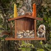 Squirrel Feeder, Wooden Hanging Feeding Station with 2 Entrances and