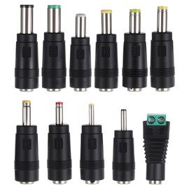 DC Adapter Plug, 11 Pcs Universal 5.5 mm x 2.1 mm DC AC Power Adapter Tips Connector Charger Adapters Kit Power Supply Plug Jack Tips for Led Strip, Laptop