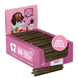 Denzel's Dog Dental Sticks - for Small Dogs & Puppies - Salmon & Spearmint (Pack of 28)
