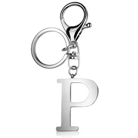 ORUZA Letter Keyring Alphabet Initial Keychain, Metal Letter Key Ring for Women Men Handbag Wallet Purses Letter P