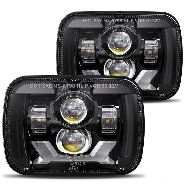 HWSTAR Pair 180W 1000% Bright H6054 5x7 7x6 Led Headlights