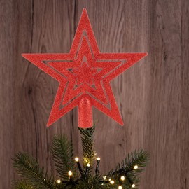 com-four® Christmas Tree Topper Glitter Star - Star Topper for Christmas Tree - Christmas Tree Topper for Any Tree Topper - Shatterproof Poinsettia
