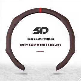 Napa Nappa Leather Centering Mark Steering Wheel Cover Quick Turn Non-Slip Breathable Ultra-Thin Universal Grip Cover Suitable for Four Seasons car accessories - Color: Napa Mocha Brown