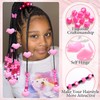 NAISKA 60Pcs Pink Heart Hair Beads for Kids Girls Heart